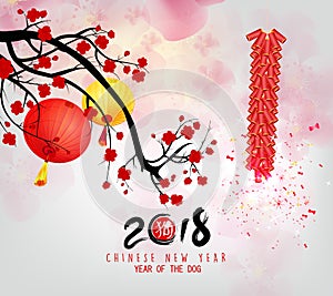 Happy new year 2018 greeting card, chinese new year of ther dog