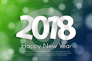 Happy New Year 2018 greeting card concept with paper cuted white numbers