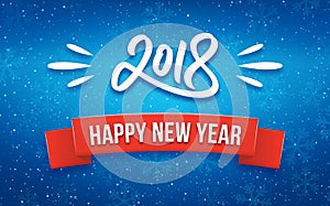Happy New Year 2018 greeting card with paper cut