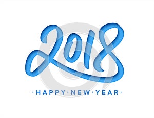 Happy New Year 2018 greeting card with paper cut