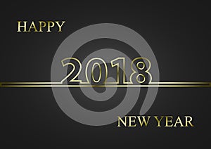 Happy New Year 2018 label outline design with gold shape