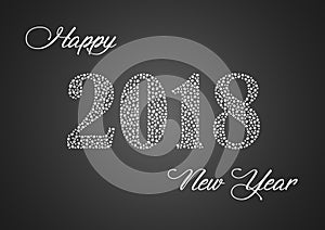 Happy New Year 2018 label outline design with particle shape