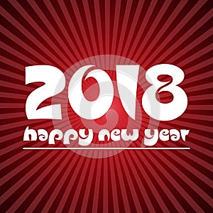 Happy new year 2018 on red stripped background eps10