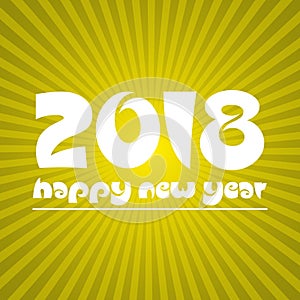 Happy new year 2018 on sunny stripped background eps10