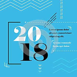 Happy new year 2018 Text Design Vector illustration