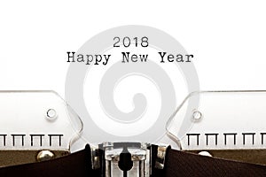 Happy New Year 2018 On Typewriter.