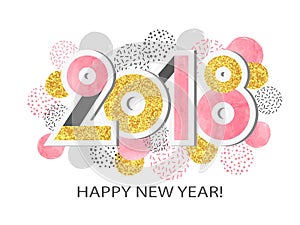 Happy New Year 2018 vector illustration.
