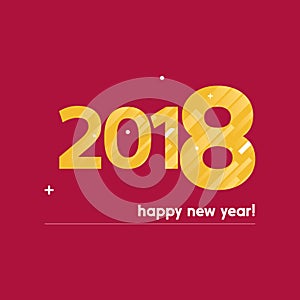 Happy New Year 2018 Vector Illustration - Bold Text with Creative Design on Red Background - Yellow and White