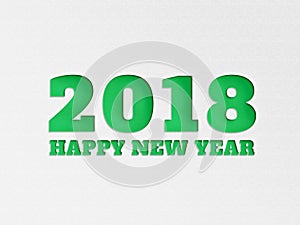 Happy New Year 2018 wallpaper banner background flower with paper cut out effect in green color.