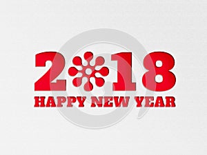 Happy New Year 2018 wallpaper banner background flower with paper cut out effect in red color.