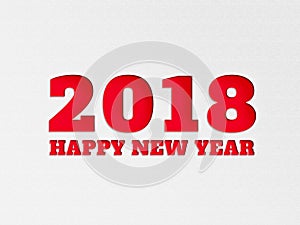 Happy New Year 2018 wallpaper banner background flower with paper cut out effect in red color.