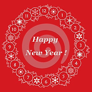 Happy New Year 2019 card. Christmas wreath.