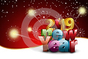 Happy New Year 2019 celebration concept in color background