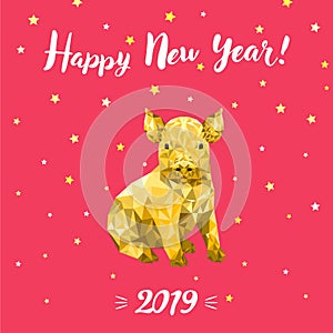 Happy new year 2019, Chinese new year, design gritting card with pig