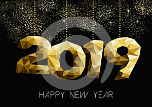 Happy New Year 2019 gold night party greeting card