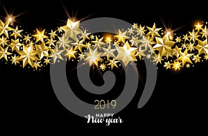 Happy New Year 2019 gold star decoration card