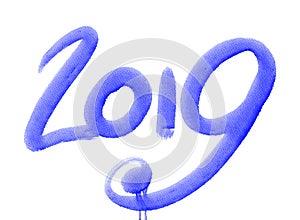 Happy New Year 2019 - Hand drawn colorful watercolor lettering isolated on white background