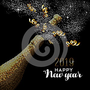 Happy new year 2019 luxury gold champagne bottle