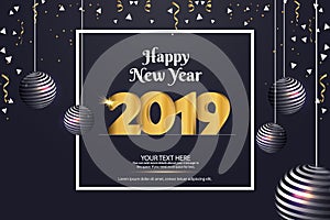 Happy New Year 2019 Sale Abstract Vector Background Template Design