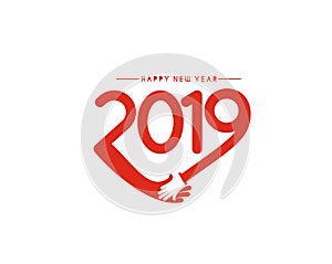 Happy New Year 2019 Text Design Patter