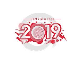 Happy New Year 2019 Text Design Patter