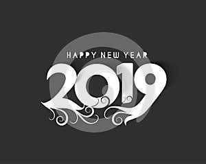 Happy New Year 2019 Text Design Patter