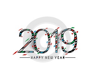 Happy New Year 2019 Text Design Patter