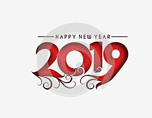 Happy New Year 2019 Text Design Patter