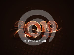 Happy New Year 2019 Text Design Patter