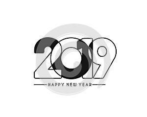 Happy New Year 2019 Text Design Patter