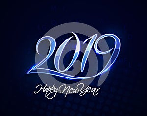 Happy New Year 2019 Text Design Patter