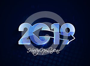 Happy New Year 2019 Text Design Patter