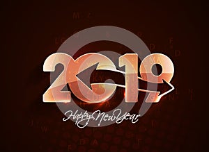 Happy New Year 2019 Text Design Patter