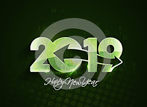 Happy New Year 2019 Text Design Patter