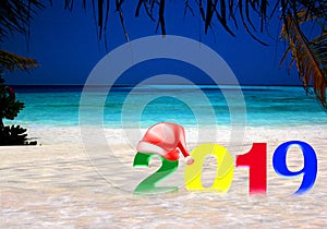 Happy New Year 2019 on a tropical island