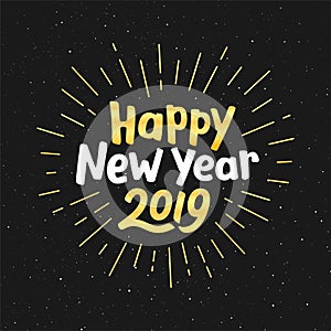 Happy New Year 2019 vector greeting card design