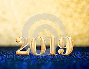 Happy new year 2019 year number 3d rendering at sparkling go