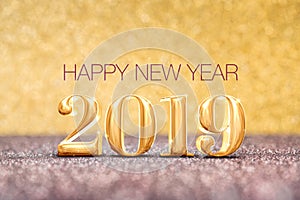 Happy new year 2019 year number 3d rendering at sparkling go