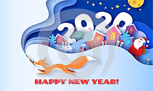 Happy New Year 2020 3D paper cut art