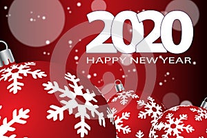 Happy New Year 2020. Abstract blurred background with snowflakes.
