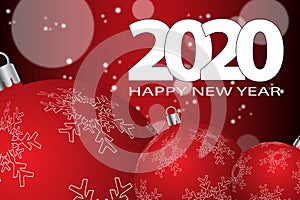 Happy New Year 2020. Abstract blurred background with snowflakes.