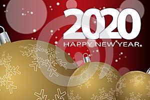 Happy New Year 2020. Abstract blurred background with snowflakes.