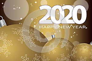 Happy New Year 2020. Abstract blurred background with snowflakes.