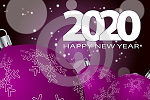 Happy New Year 2020. Abstract blurred background with snowflakes.