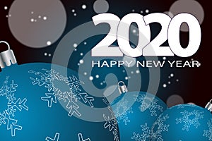 Happy New Year 2020. Abstract blurred background with snowflakes.