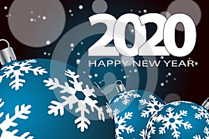 Happy New Year 2020. Abstract blurred background with snowflakes.