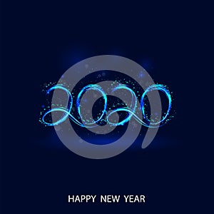 Happy New Year 2020 background.Vector illustration for holiday design.Party poster.Greeting card,banner or invitation template