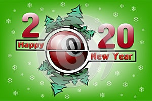 Happy new year 2020 and billiard ball