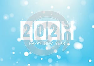 Happy new year 2020 on blue background for celebration, party, and new year event. Vector illustration