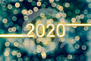 Happy New Year 2020. Bokeh Lights Abstract Background